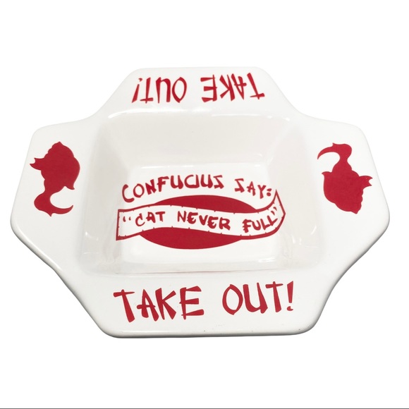 Unknown Other - Tray Trinket 6.25”x7” Asian Take Out Confucius Say Cat Never Full